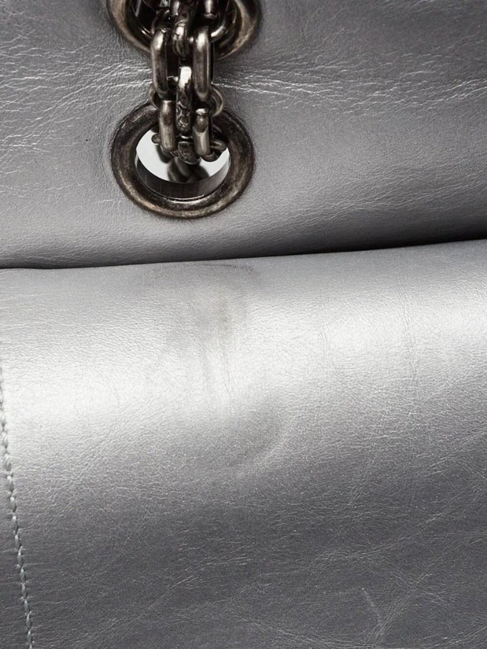 Chanel Silver 2.55 Reissue Quilted Calfskin Leather 227 Jumbo Flap Bag - Picture 11 of 11